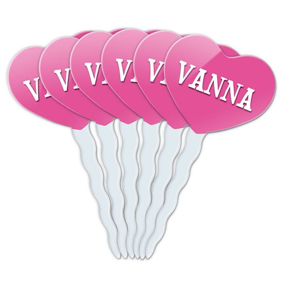 Vanna Heart Love Cupcake Picks Toppers - Set of 6