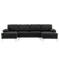 thumbnail image 5 of U-Shaped Sectional Sofa, 110 Inches Modern Linen Upholstered Sofa Couch with Chaise and Padded Cushion Seats, Convertible Modular Sofa with Metal Legs Accent Sofa for Living Room Apartment, Black, 5 of 7
