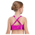 thumbnail image 2 of Haitryli Big Girls Jazz Dance Shirt Shiny Glittery Sequins Sleeveless Halter Crisscross Back Metallic Crop Top Hot Pink 6, 2 of 5