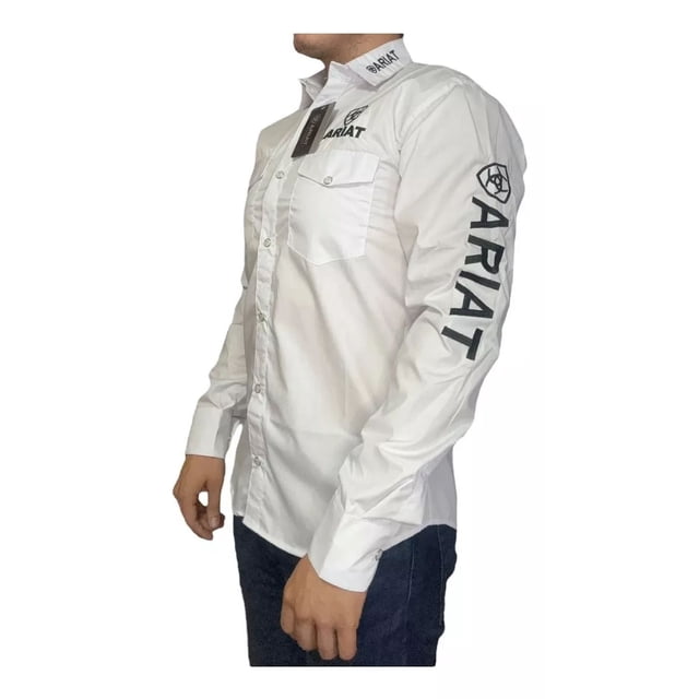 Camisa Vaquera Manga Larga Ariat Bordada Lisa Broche Hombre