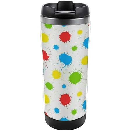 

Color Paint Splashes Stainless Steel Tumbler with Lid Double Wall Printed Cup Travel Mug 380ML