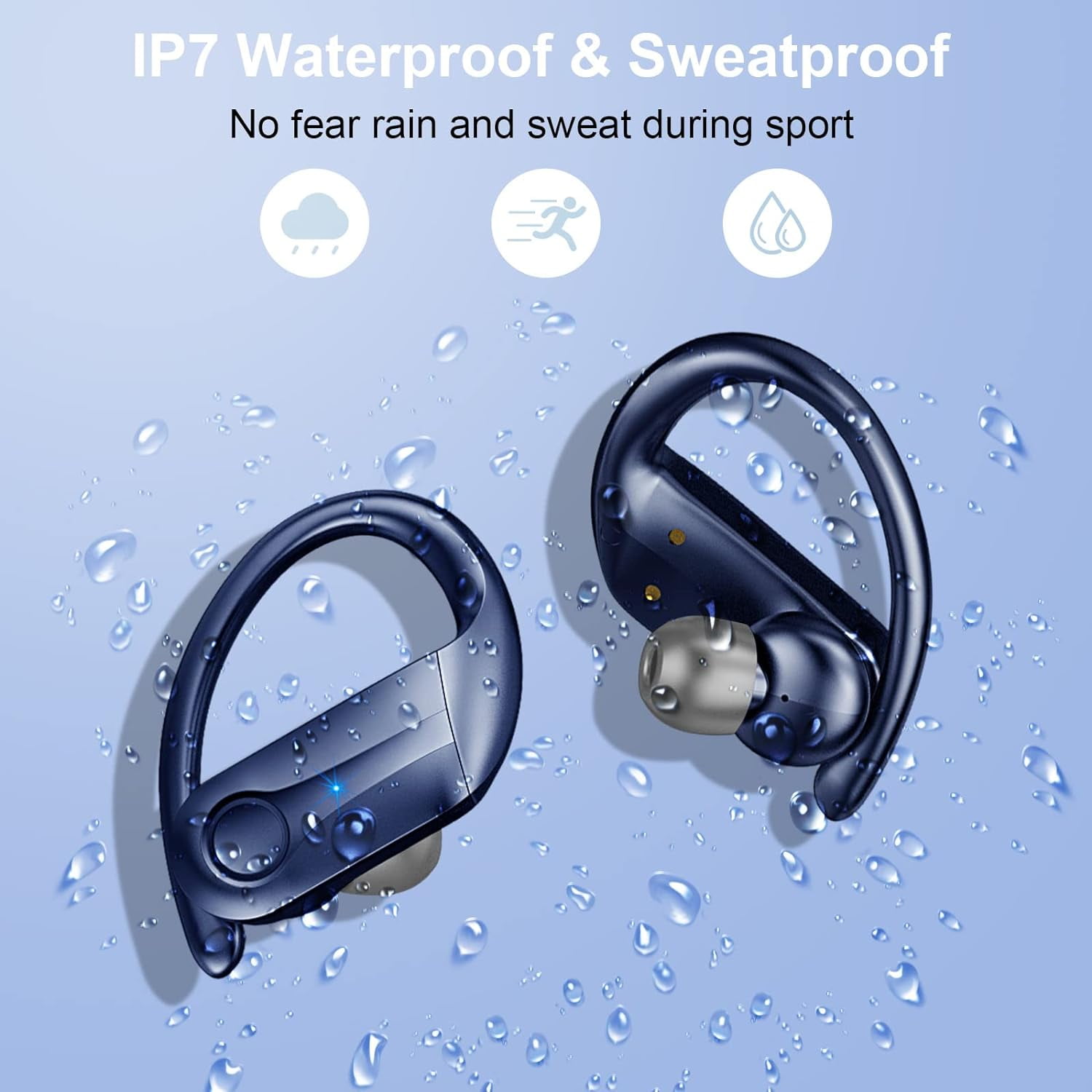 Donerton Wireless Earbuds, Bluetooth 5.3 Headphones Sport Wireless Earphones in Ear Noise Cancelling Earbuds with Mic Deep Bass Sports Earhooks IP7 Waterproof Headset