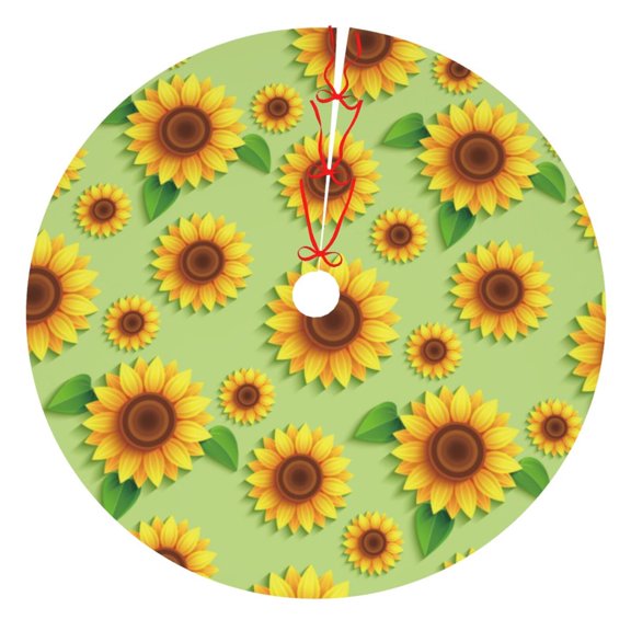 Rateoe Sunflower Leaves Print Christmas Tree Skirt 30" for Xmas Holiday New Year Party Circle Tree Mat Ornaments Decoration