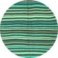 thumbnail image 1 of Ahgly Company Indoor Round Abstract Turquoise Blue Contemporary Area Rugs, 5' Round, 1 of 4