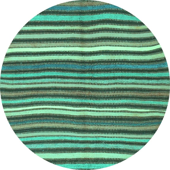 Ahgly Company Indoor Round Abstract Turquoise Blue Contemporary Area Rugs, 5' Round