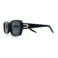 thumbnail image 6 of Womens Luxe Mod Fashion Rectangle Beveled Thick Plastic Sunglasses All Black, 6 of 8