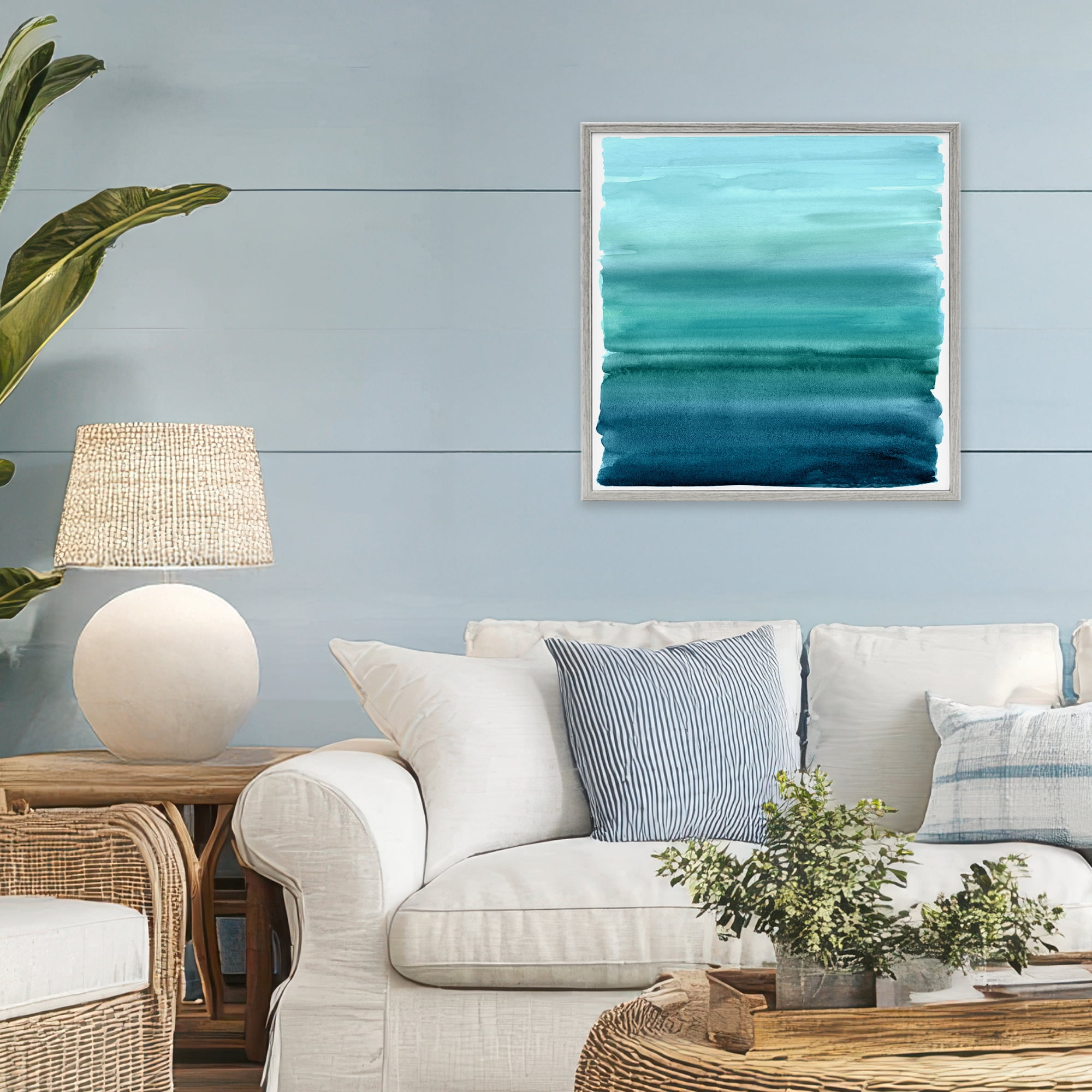 Stupell Industries Aqua Ombre Gradient Gray Framed Giclee Art, design by Allie Corbin