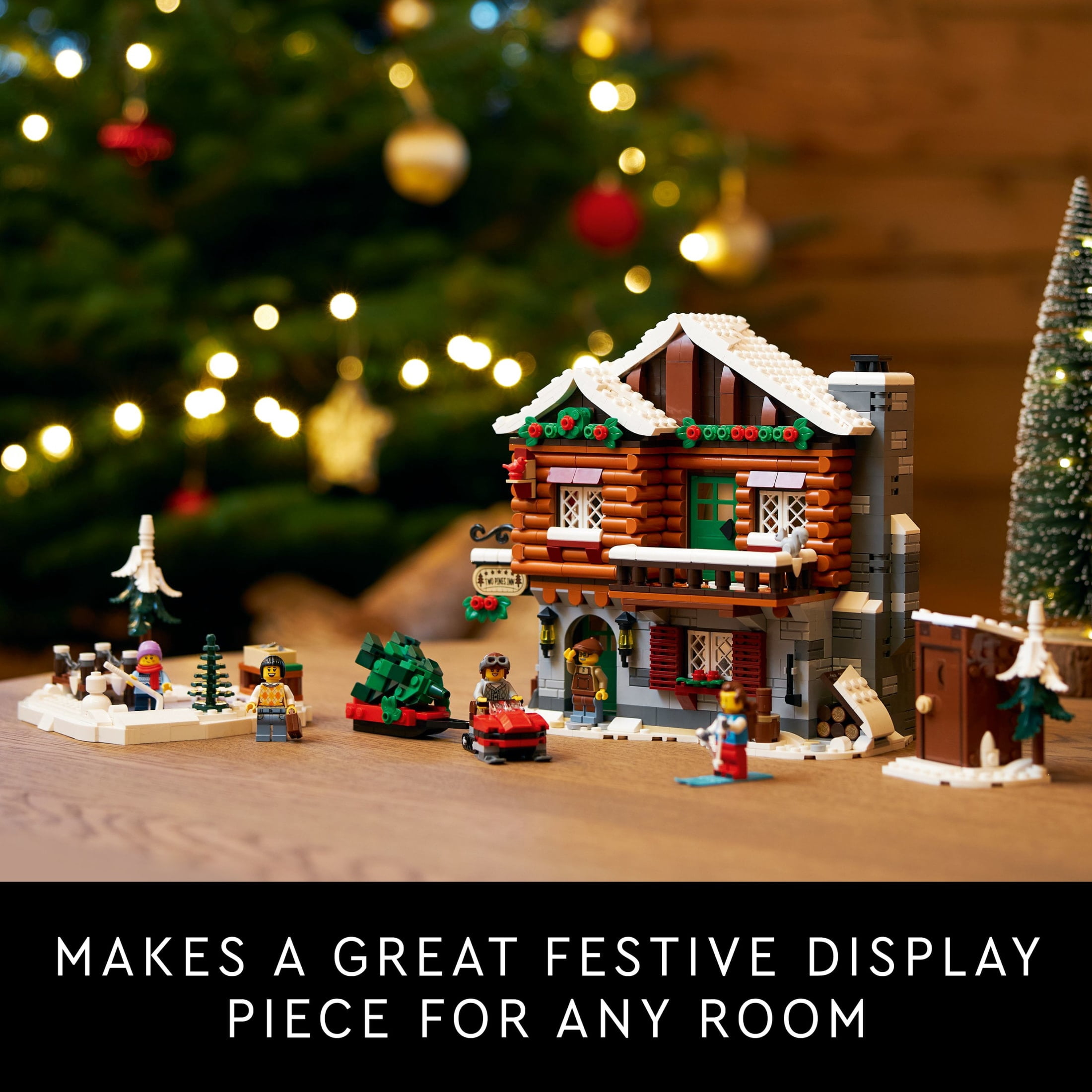 LEGO Icons Alpine Lodge Model Building Set - Collectible DIY Kits for Adults, Ages 18+ - Gift for Holidays - Log Cabin Kit for Winter Activities with Snowmobile and Minifigures - 10325