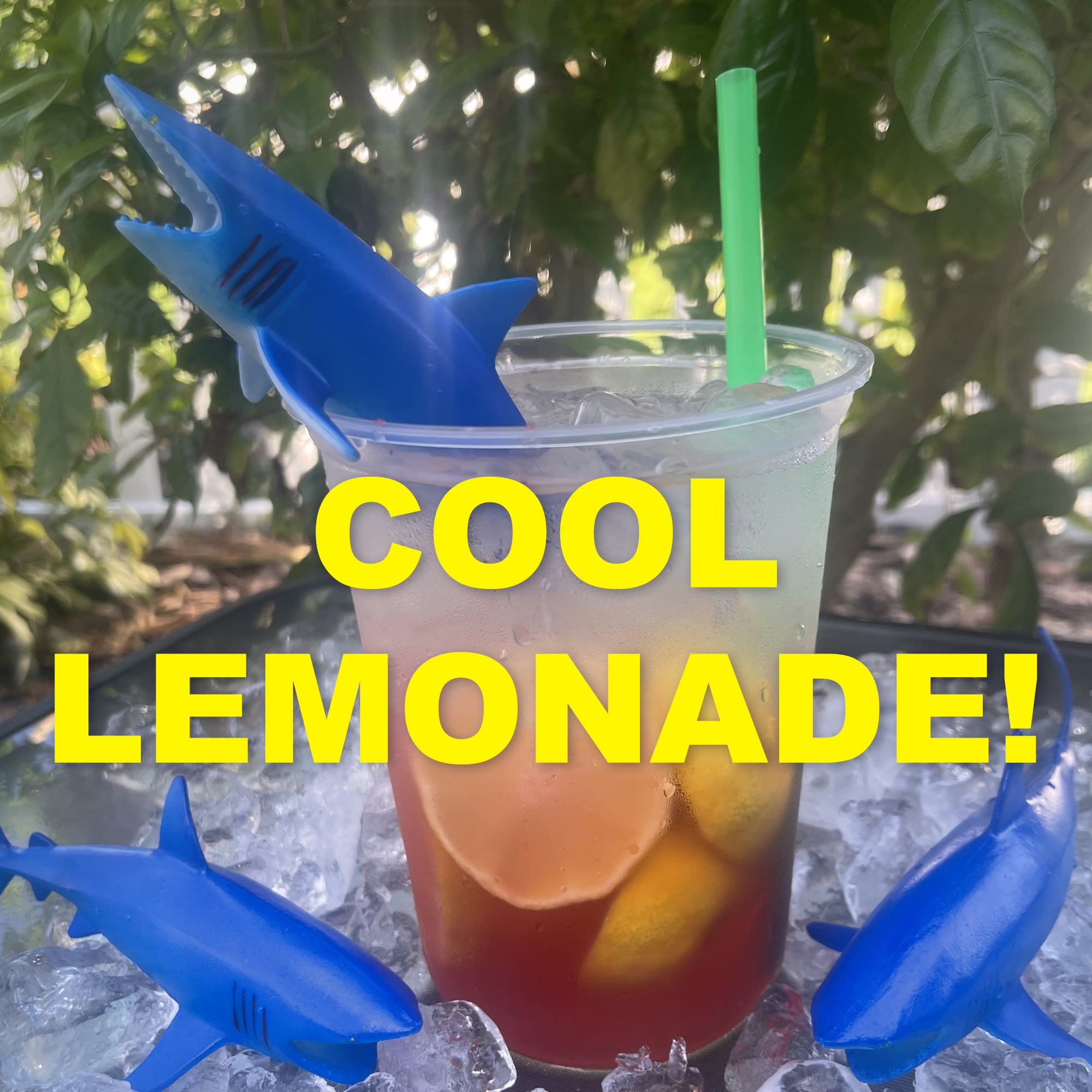 Plastic Sharks for Drinks - Great Shark Decor for Shark Parties, Shark Decorations for Fun Theme Party, Vinyl Sharks for Drinks, Lemonade & More