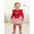 thumbnail image 5 of BemeyourBBs My First Valentines Day Baby Girls Outfit Long Sleeve Romper Ruffle Skirt Set Leg Warmers with Headband Spring Clothes, 5 of 9