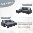 thumbnail image 3 of PonLiving 83" Reversible Sectional Sleeper Sofa with Storage Chaise Dark Grey Flannelette - Convertible L-Shaped Couch with Pull Out Bed, 3 of 5