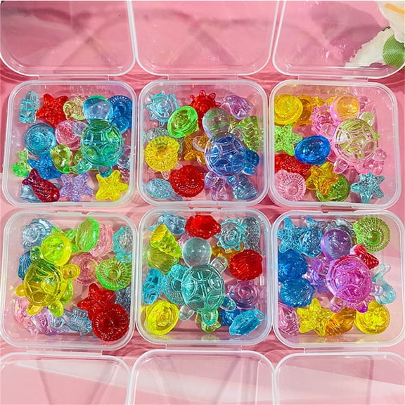 6 Pieces Glittering Resin Sea Creature Figurines - Glow in Dark Turtle Seahorse Starfish, Mini Aquarium Decoration for Fish Tank, Colorful Underwater DIY Craft Charms