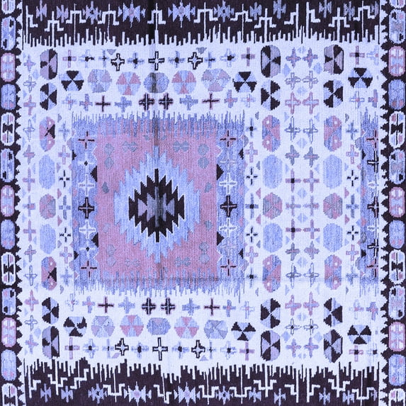 Ahgly Company Indoor Square Abstract Blue Modern Area Rugs, 5' Square