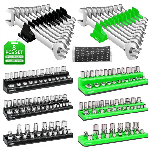 Juego organizador magnético para dados PRRPRR de 8 piezas, negro y verde