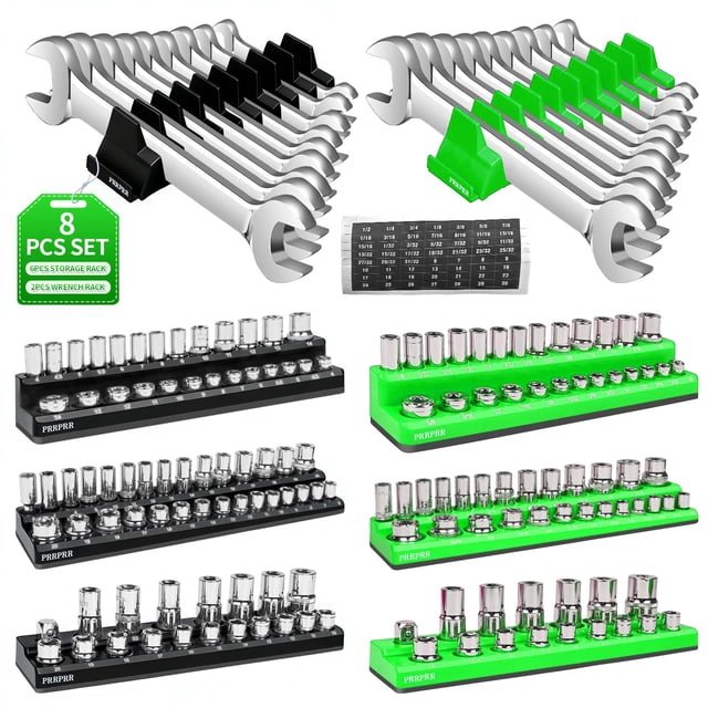 Juego organizador magnético para dados PRRPRR de 8 piezas, negro y verde