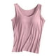 thumbnail image 1 of Camiseta deportiva sin mangas de color liso para yoga para mujer: almohadilla en el pecho, sin aros, tirantes anchos, camiseta sin mangas informal, cuello redondo, ropa de verano, 1 of 3