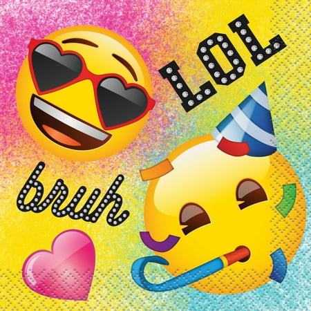 Emoji Paper Beverage Napkins, 5in, 16ct