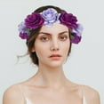 thumbnail image 2 of harmtty Flower Hairband Imitation Rose Flower Headband Retro Fake Flower Decor Crown Headband for Women Stylish Hair Hoop for Party Decor Purple, 2 of 6