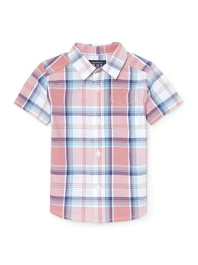 Short Sleeve Plaid Poplin Button Up Shirt (Baby Boys & Toddler Boys)