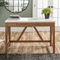 thumbnail image 4 of 46" Wood A-Frame Desk with Natural Walnut Base and White Faux-Marble Top, 4 of 8