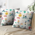 thumbnail image 3 of LALILO Throw Pillow Covers Flat Group People Park Weekend Flat Cushion Cover 18" x 18", 2 Pack, 3 of 6