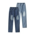 thumbnail image 3 of Fdqin 2pcs Boys Jeans Elastic Waist Straight Wide Leg Jean Kids Relaxed Fit Denim Pants 5-6 Years, 3 of 7