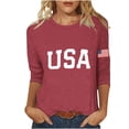 thumbnail image 2 of Odbmxy 3/4 Sleeve Tee Shirts for Women Plus Size Independence Day Summer Women's Shirts Loose Casual American Flag Holiday Tops, 2 of 5