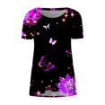 thumbnail image 4 of Blusa de manga corta con estampado de cuello redondo informal para mujer a la moda, Tops de verano Pompotops hkajfhjk462831, 4 of 5