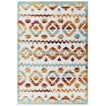 Modway Reflect Takara Abstract Diamond Moroccan Trellis 8x10 Indoor and Outdoor Area Rug in Multicolored