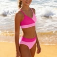 thumbnail image 5 of ZACPNCV Big Girls Solid Swimwear Set Two Piece Bikini Comfortable Swimsuit for Tween Summer Swimming Lessons and Beach Fun, 5 of 8