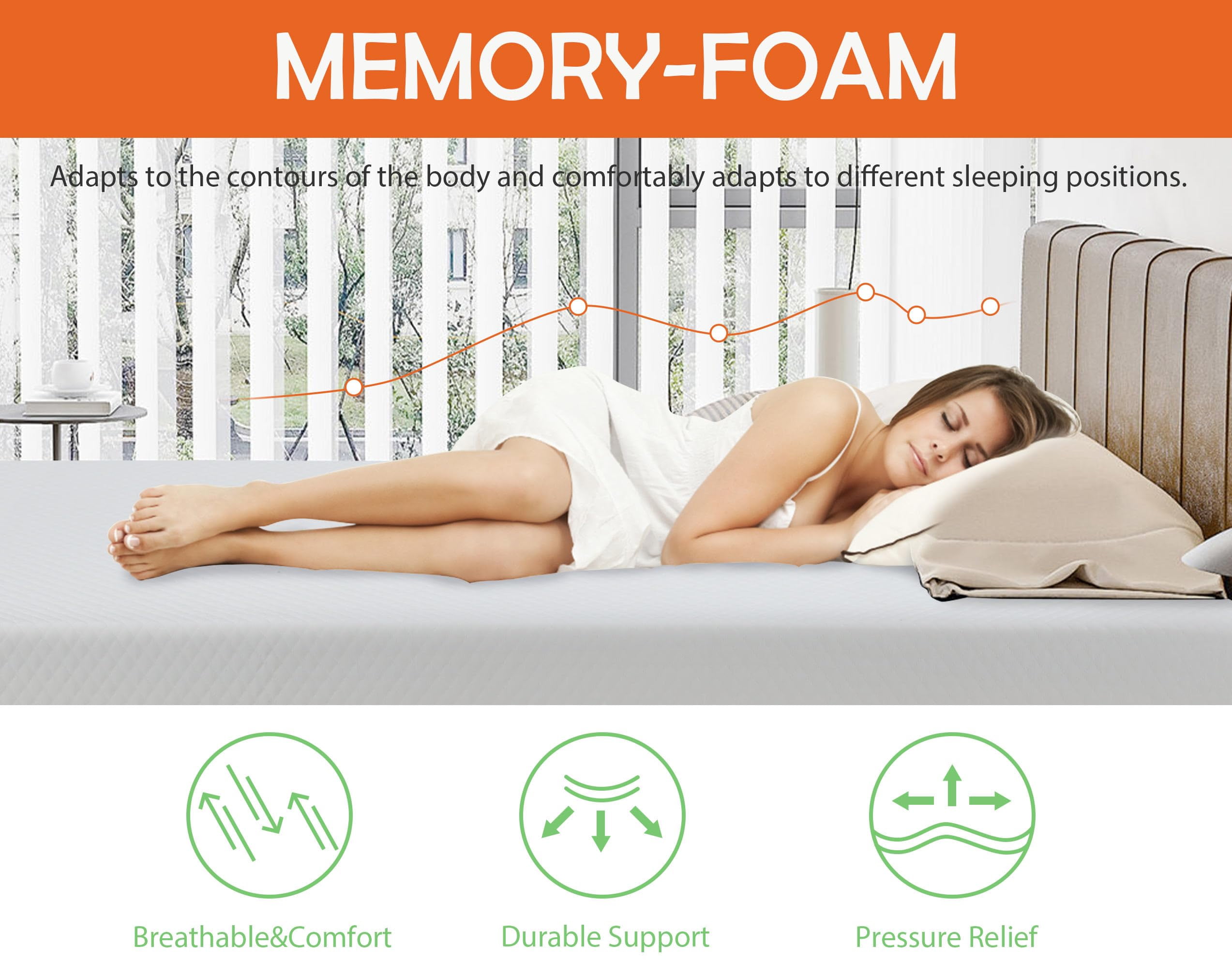 CL.HPAHKL 8 Inch Full Size Mattress, Green Tea Cooling Memory Foam Mattress with Washable Cover Medium Firm Mattress CertiPUR-US Certified Mattress in a Box for Cool Night & Pressure Relief, White