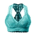 thumbnail image 2 of URBAN DAIZY Women's Seamless Lace Bra Racerback Padded Sexy Floral Mesh Bralette Crop Top Removable Pads Breathable Bustier A11_6324 Ash Mint M, 2 of 7