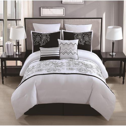 Private Label Saldana 8 Piece Rose Embroidered Comforter Set