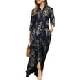 thumbnail image 1 of LUXUR Robe Longue pour Femmes à Simple Boutonnage, Robe d'Été de Plage, Manches, Maxi, Kaftan, Boutonnée, Bleu Foncé, L, 1 of 2