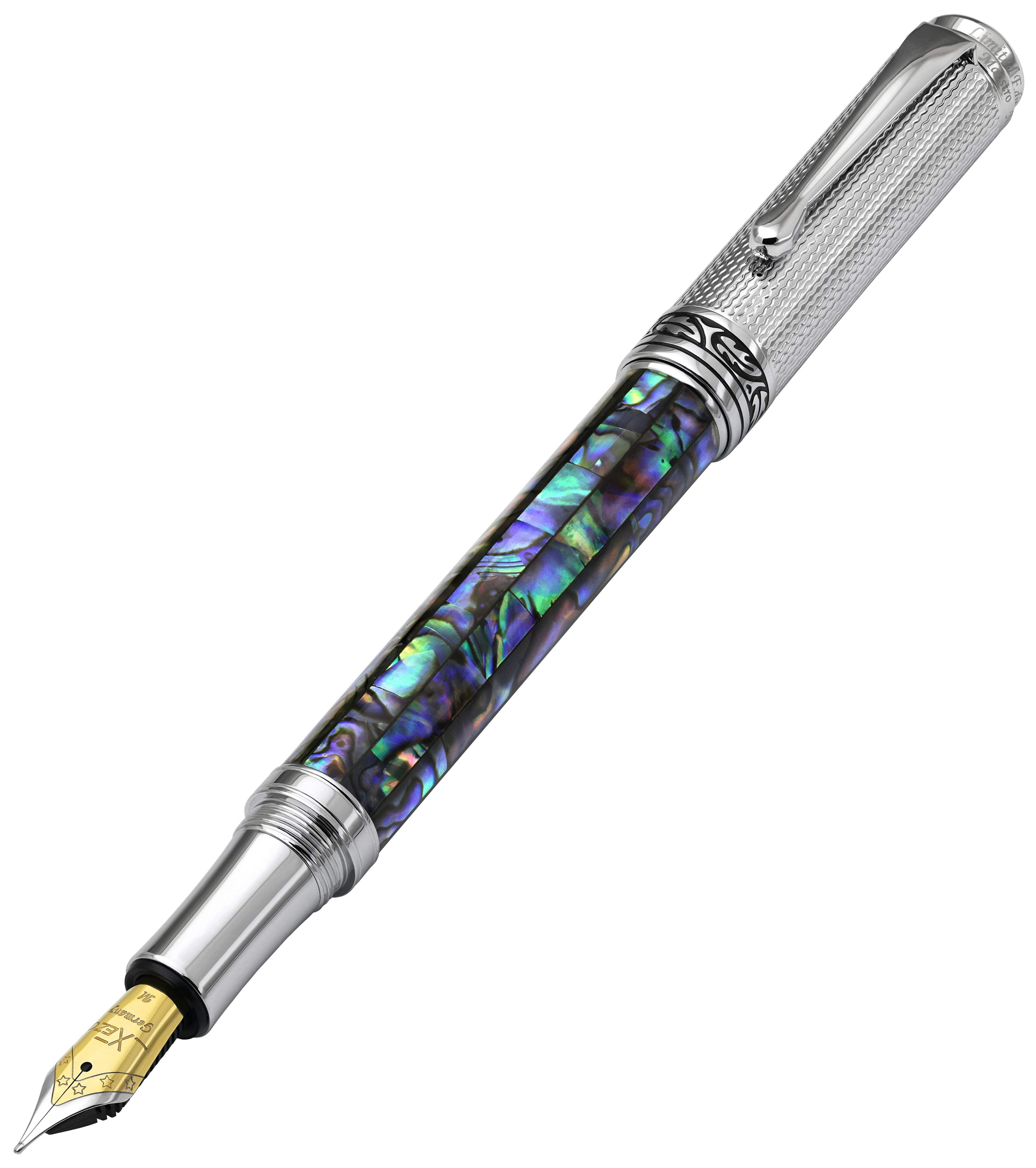 Xezo Xezo Maestro® Paua Abalone Sea Shell Fountain Pen (Medium Nib) - Chrome Plated