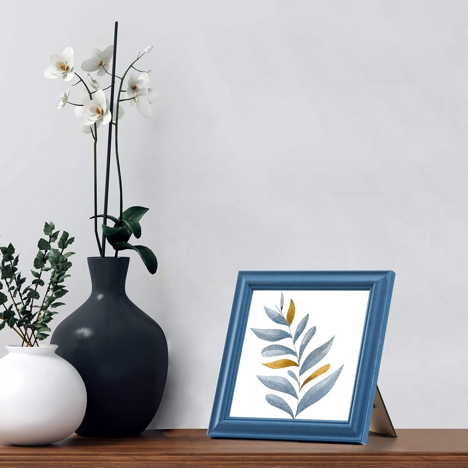 VIOLABBEY 8x8 Picture Frame Set of 4, 8 x 8 Square Picture/Photo Frame for Wall Mounted or Tabletop Display, Real Glass, Family Friends Gift (Green+White+Grey+Blue)