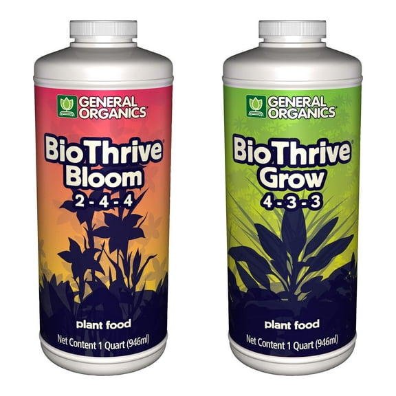 Vegan Plant Food Combo, Grow 4-3-3 and Bloom 2-4-4, Quart Each