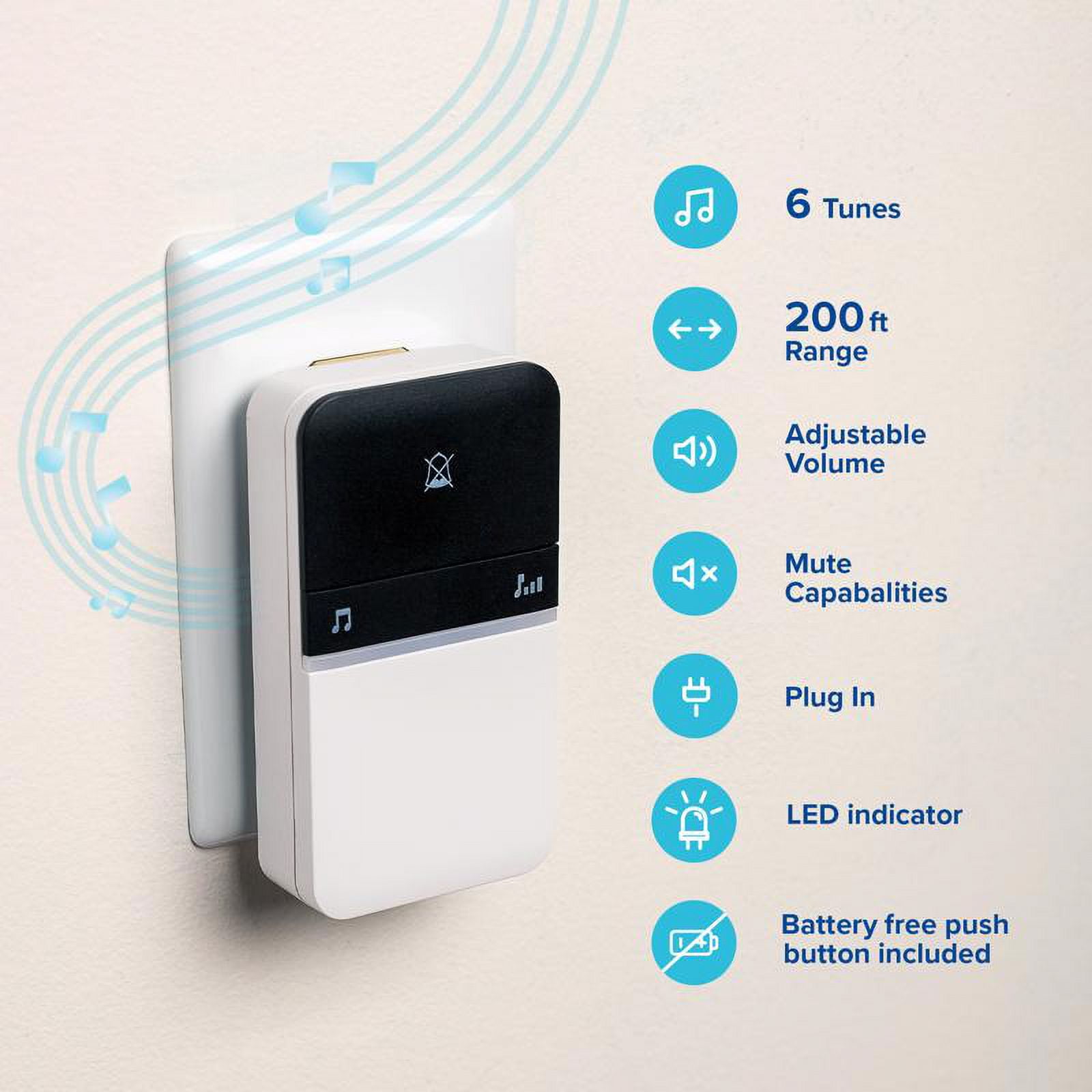 Open Box Heath Zenith Piezo Black/White Plastic Wireless Door Chime Bell