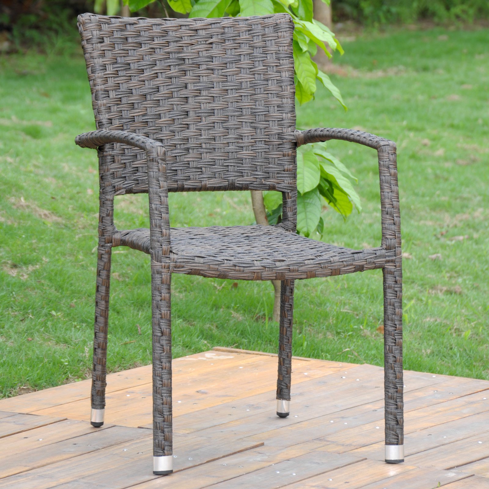 International Caravan  Ibiza Aluminum Outdoor Wicker Dining Chair ( Set of 2) Dark Coffee - image 2 of 2