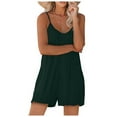 thumbnail image 4 of TrendOFT Combinaison d'Été pour Femmes Décontractée Sans Manches Shorts Unis à Bretelles Combinaisons une Pièce Vert Armée P, 4 of 5