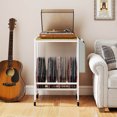 thumbnail image 2 of Costway Record Player Stand with Vinyl Record Storage & Side Storage Pouch, Swivel Wheels Natural, 2 of 10