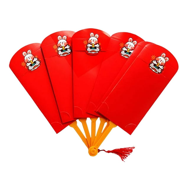 Sobres rojos chinos plegables en forma de abanico para la suerte, Hong Bao rojos 6 ranuras para tarjetas
