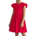thumbnail image 2 of Ruyang Toddler Girls Solid Dresses Ruffle Fly Sleeve Crewneck A-line Tank Dresses Summer Casual Beach Vacation Midi Dresses, 2 of 8