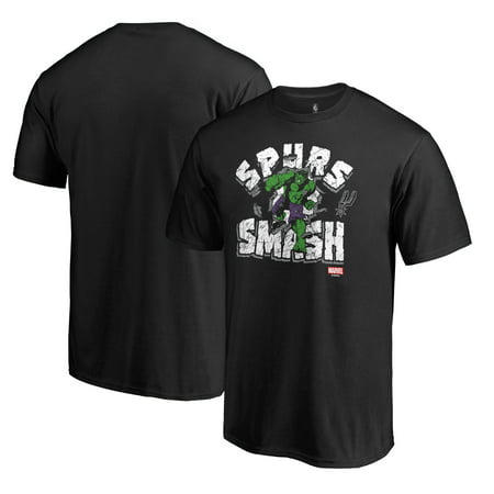San Antonio Spurs Fanatics Branded Marvel Hulk Smash T-Shirt - Black