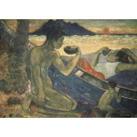 Paul Gauguin Museum - The Canoe A Tahitian Family (Te vaa) 1896 Paul Gauguin (1848-1903 French) Oil on Canvas State Hermitage Museum St Petersburg Russia Canvas Art - Paul Gauguin (18 x 24)