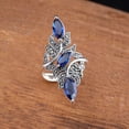 thumbnail image 2 of Vintage Women Blue Rhinestone Branch Antique Hollow Crystal Big Ring, 2 of 2