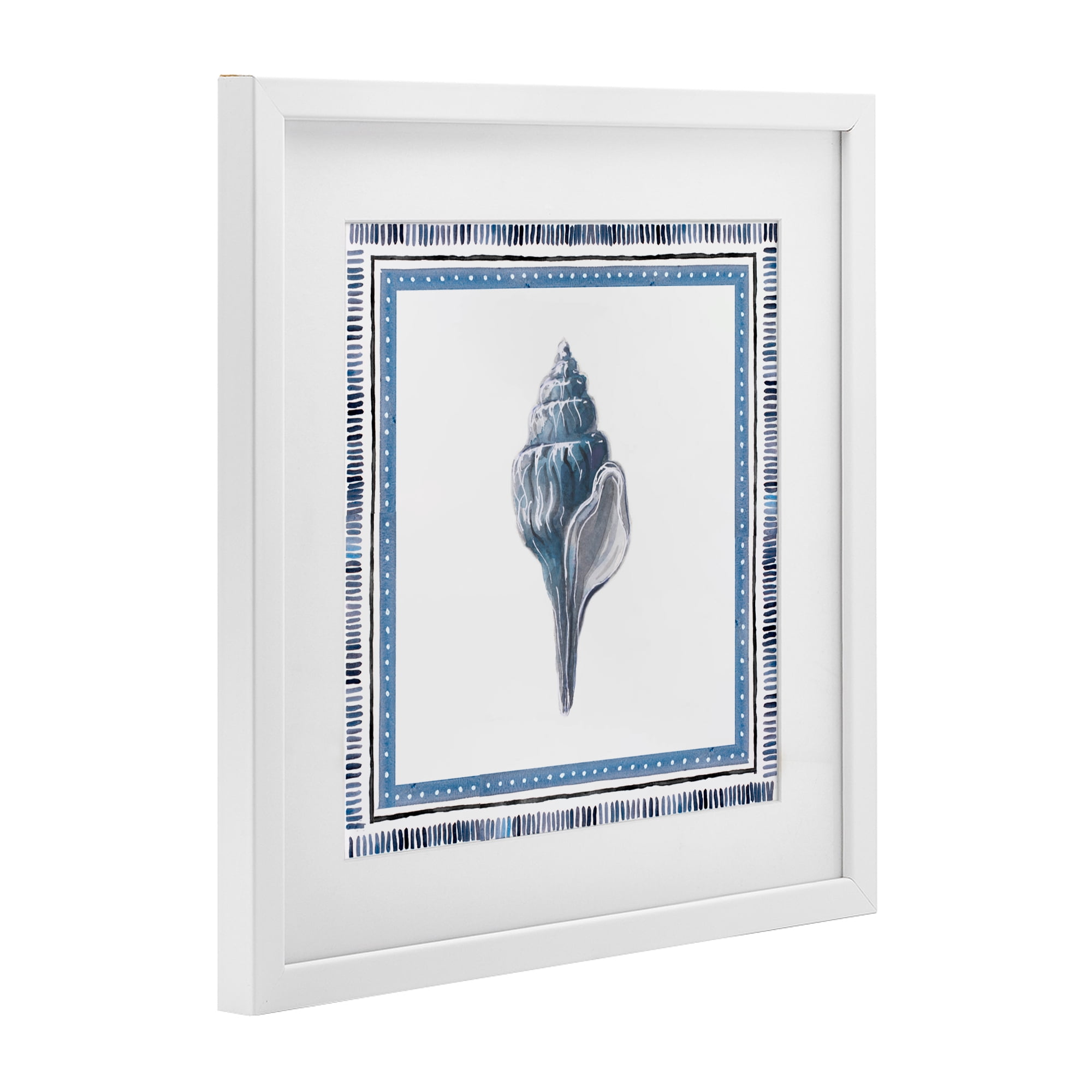 Stupell Industries Soft Blue Conch Shell White Framed Print Under Glass, design by Lanie Loreth