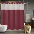 thumbnail image 5 of No Hook Red Solid Color Shower Curtain with Snap in Liner Set, Aesthetics Contemporary Luxury Waterproof Fabric Bathroom Curtains with See Through Top Window, Hotel Style Standard 72 x 72 Inch, 5 of 9