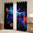 thumbnail image 2 of Feelyou Cartoon Red Gamepad Black Out Curtains for Kids, Neon Square Honeycomb Curtains Pack of 2 (42x63 Each), Modern Video Gaming Bedroom Curtains, Window Curtains Bedroom Decor, 2 of 6