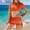 Orange, variant on Women's 2 Piece Outfits Gradient Mesh Long Sleeve Crop Top and Mini Skirt Set Sheer See Through Beach Cover Up